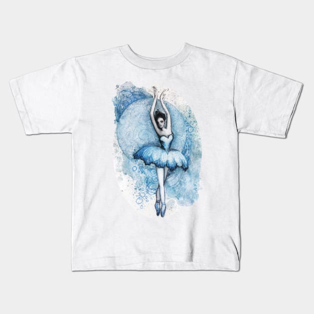 Blue Ballerina Kids T-Shirt by TatianaBS